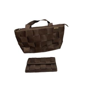 Comely BROWN Seatbelt Double Straps Shoulder Bag With matching wallet